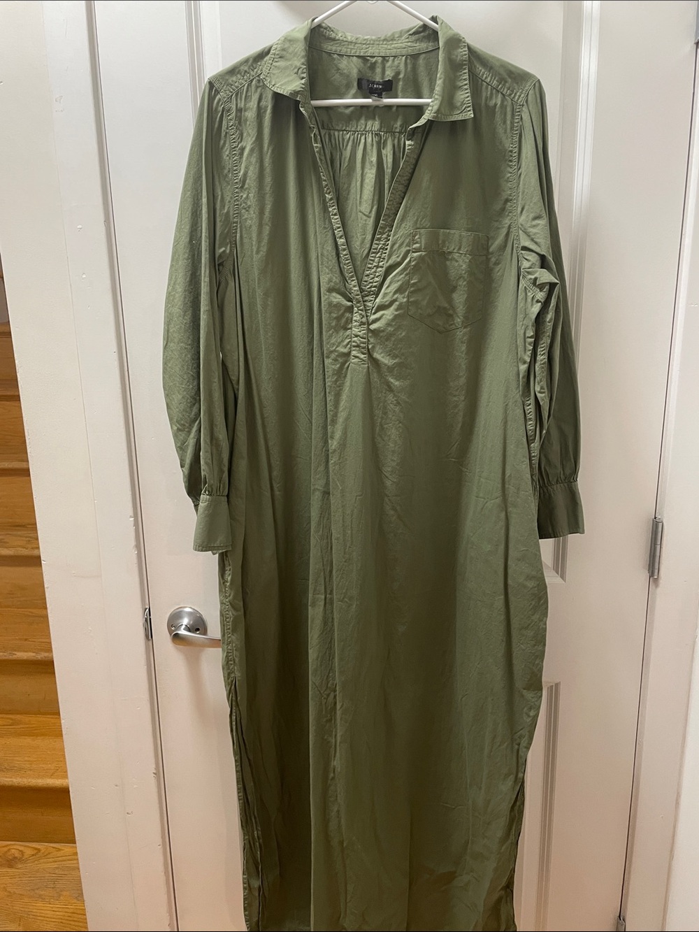 J. Crew Olive Green Maxi Shirt Dress